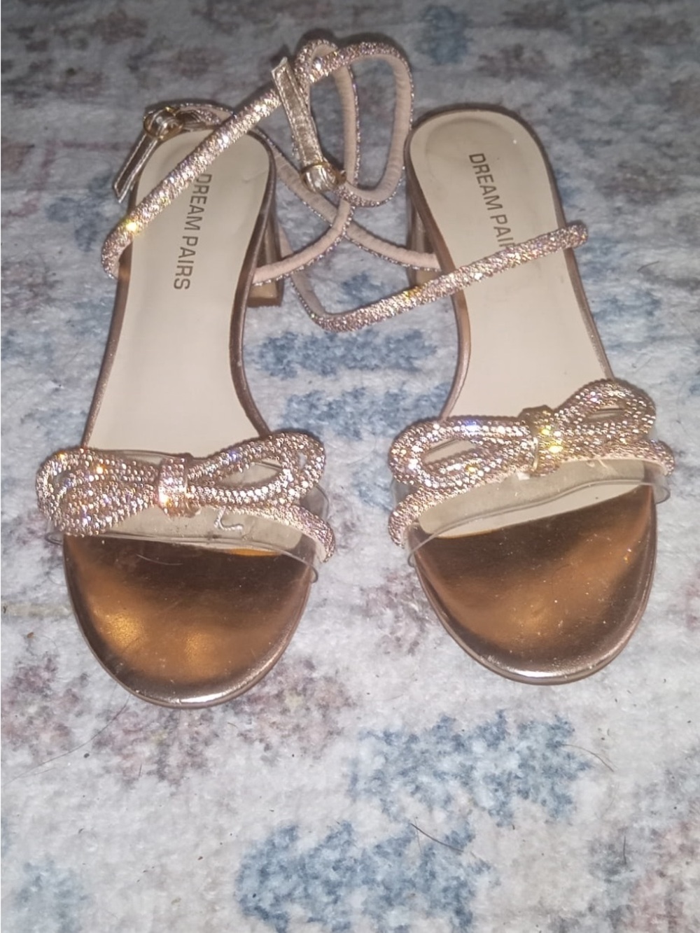 Dream Pairs Rose Gold Bow Ankle-Strap Sandals